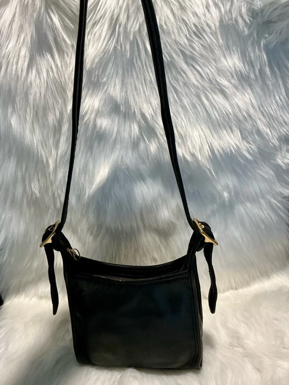 Coach Black Leather Crossbody Bag with Gold Hardware